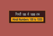 Hindi Numbers 100 to 1000