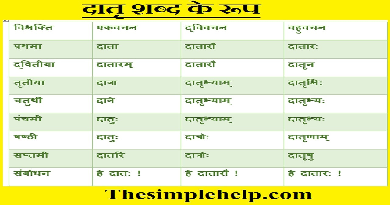 Datri Shabd Roop in Sanskrit